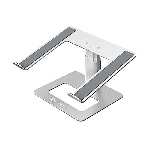 Picture of Portronics My Buddy K5 Portable Laptop Tabletop Stand with Aluminium Frame, Adjustable Height, Compatible with All Laptops (Silver)