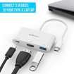 Picture of Portronics C-Konnect Type C to HDMI Adapter (3-in-1), Multiport USB C Hub with 4K@30Hz, USB 3.0 @ 5Gbps, 100 W PD Charging Port for Laptop, MacBook, PC and Other Type C Devices (White)