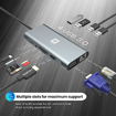 Picture of Portronics Mport 11C USB C Hub (11-in-1), Multiport Adapter with 4K HDMI, Ethernet, 100 W PD Charging, VGA, 4 x USB 3.0, SD/microSD Card Reader for PC, Laptops, MacBook (Grey)