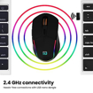 Picture of Portronics Toad One Wireless 2.4GHz & Bluetooth Connectivity Optical Mouse with 7 Colors RGB Lights, Rechargeable Battery(Black)