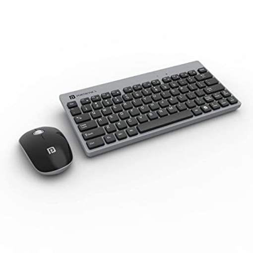 Portronics Key2 Combo Wireless Keyboard and Mouse Set, with 2.4 GHz USB Receiver, Silent Keystrokes, 1200 DPI Optical Tracking, Compact Design, Multimedia Keys for PC, Laptop & USB Supported Devices (Grey) की तस्वीर