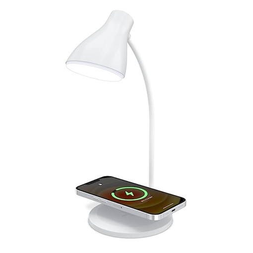 Picture of Portronics Brillo 3 Portable Lamp with Wireless Charger with 10W Output, 360° Flexible Neck, Touch Control, Dual Lamp Shades(White)