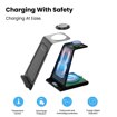 Picture of Portronics Freedom 33 3-in-1 Desktop Wireless Charger with 15W Wireless Charging, Compatible with iPhone 11/12/13, Samsung Galaxy Z Fold 2, S20 FE, S6 Edge & Other QI enables Devices(Black)