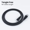 Picture of Portronics Konnect Core Type C Cable Tangle-Free with 3A Rapid Charging & 480mbps Data Transmission, 1 Meter Length(Black)