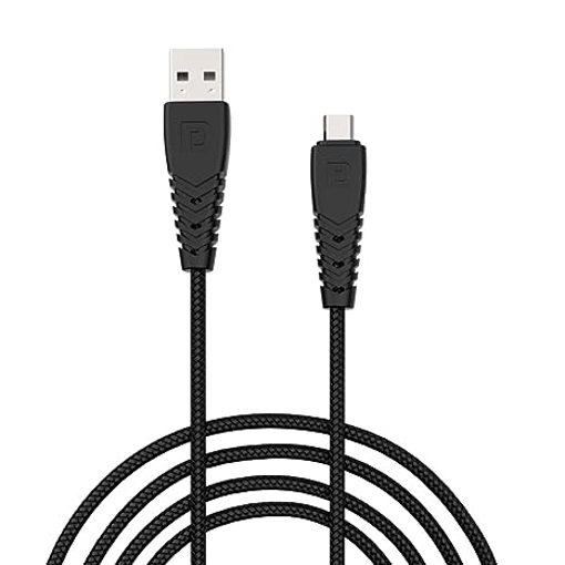 Picture of Portronics Konnect B Micro USB Cables For Fast Charging & Data Sync 3.0 Amp with PVC Heads I Nylon Braided I 1 mtr(Black)