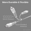 Portronics Konnect B Micro USB Cables For Fast Charging & Data Sync 3.0 Amp with PVC Heads I Nylon Braided I 1 mtr(White) की तस्वीर