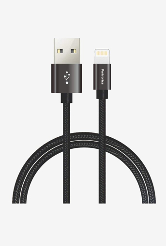 Portronics Lightning Cable 1 m POR 655 Konnect Core  (Compatible with iOS Devices, Black, One Cable) की तस्वीर