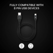 Picture of Portronics Konnect B+ 8 Pin Usb Cable 3.0 Amp Output with Charge & Data Sync with 1m (Black)