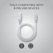 Picture of Portronics Konnect B+ 8 Pin Usb Cable 3.0 Amp Output with Charge & Data Sync with 1m (White)