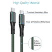 Portronics Konnect C Square 18W POR-1065 Type-C to Type-C 1.2M Cable With Power Delivery & 3A Quick Charge Support, Nylon Braided For All Type-C Devices, Green की तस्वीर