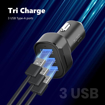 Portronics Car Power 11 Car Charger 17W with Triple USB Port, 3.4A Total Output, Compatible with Most Cars(Black) की तस्वीर