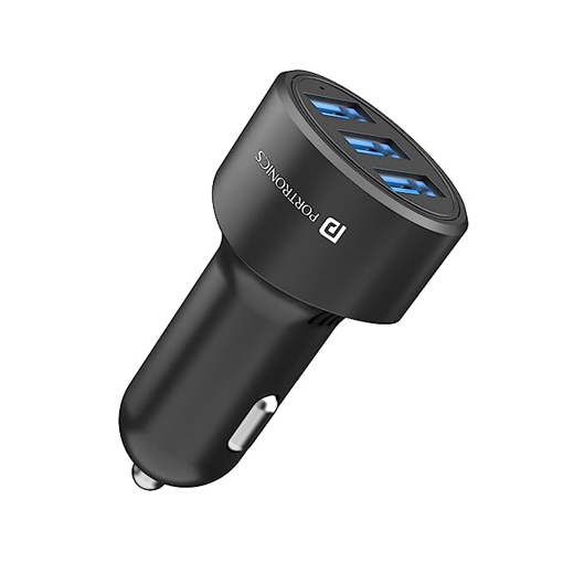 Portronics Car Power 12 Car Charger with 17W Total Output, Triple USB Port, 3.4A Compatible with Most Cars & Cellular Phones (Black) की तस्वीर