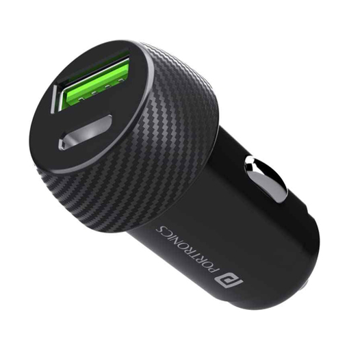 Portronics Car Power 7 20W Fast Usb Charging With Dual Output (Pd + Qc) Rapid Charge Compatible With Cellular Phones, Most Cars(Black) की तस्वीर