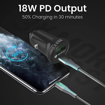 Picture of Portronics CarPower Mini Car Charger with Dual Output, Fast Charging (Type C PD 18W + QC 3.0A) Compatible with All Smartphones(Black)