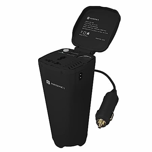 Portronics CarPower One Portable 150W Car Power Inverter with 220V Output with Dual USB Output(POR-003, Black) की तस्वीर