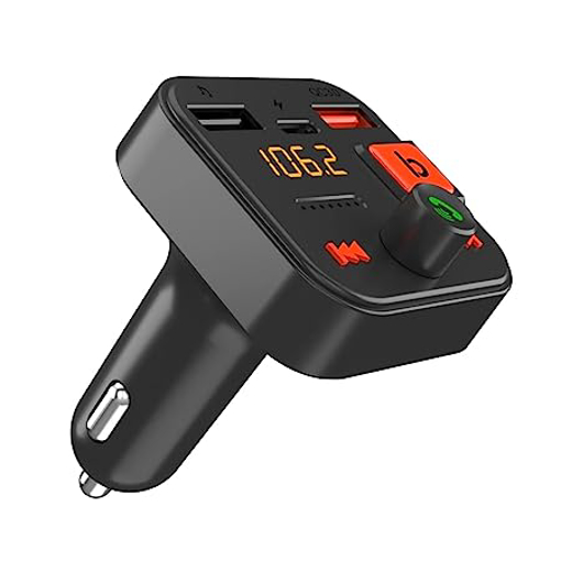 Portronics Auto 20 Smart Audio Connector with Mobile Charger(Type C + QC 3.0), Latest Bluetooth 5.1, 30W Output, Handsfree Calling, Powerful Bass Compatible with Most Cars(Black) की तस्वीर