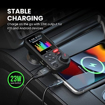 Picture of Portronics Auto One Smart Car Charger & Music Streamer with Hands Free Calling, Bluetooth 5.0, Quick Charge 3.0, 23W max Output, 360° Gyro Body, Dual USB Charging Slots(Black)