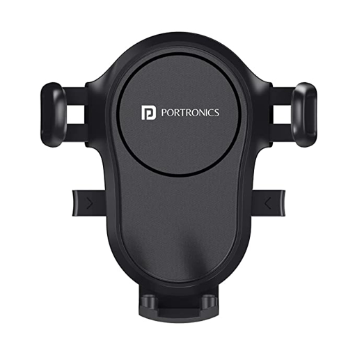 Portronics Clamp Y Adjustable Air Vent Mobile Holder for Car with 360° Rotational, One Click Release Button, Compatible with 4 to 6 inch Devices(Black) की तस्वीर