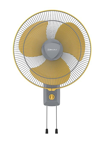 Picture of BAJAJ Rapido HS 400mm Grey & Yellow Wall Fan 5 Star 400 mm 3 Blade Wall Fan  (Grey & Yellow, Pack of 1)