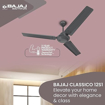 BAJAJ CLASSICO 12S1 1 Star 1200 mm 3 Blade Ceiling Fan  (Coal Mine Grey, Pack of 1) की तस्वीर