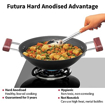 Hawkins Futura 2 Litre Deep Fry Pan, Hard Anodised Kadai, Flat Bottom Kadhai, Black (AD20) की तस्वीर