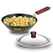 Picture of Hawkins Futura 2.5 Litre Deep Fry Pan, Long Handle Hard Anodised Kadai with Stainless Steel Lid, Flat Bottom Kadhai, Black (ADL25S)