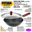 Picture of Hawkins Futura 2.5 Litre Deep Fry Pan, Long Handle Hard Anodised Kadai with Stainless Steel Lid, Flat Bottom Kadhai, Black (ADL25S)