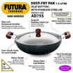 Picture of Hawkins Futura 7.5 Litre Deep Fry Pan, Hard Anodised Kadai with Stainless Steel Lid, Flat Bottom Kadhai, Big Kadai, Black (AD75S)