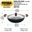 Hawkins Futura 7.5 Litre Deep Fry Pan, Hard Anodised Kadai with Stainless Steel Lid, Flat Bottom Kadhai, Big Kadai, Black (AD75S) की तस्वीर