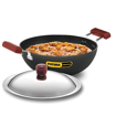 Picture of Hawkins Futura 3.5 Litre Deep Kadhai, Non Stick Kadai with Stainless Steel Lid, Flat Bottom Induction Kadhai, Black (INK35S)