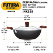 Picture of Hawkins Futura 3.5 Litre Deep Kadhai, Non Stick Kadai with Stainless Steel Lid, Flat Bottom Induction Kadhai, Black (INK35S)