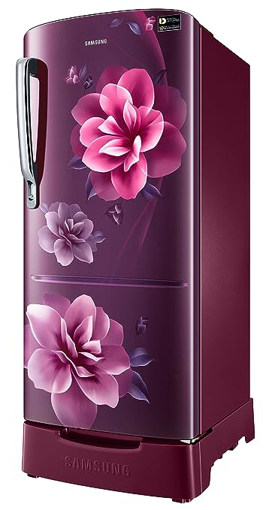 Samsung 183L 3 Star Inverter Direct-Cool Single Door Refrigerator (RR20C1823CR/HL,Camellia Purple) Base Stand Drawer 2023 Model की तस्वीर