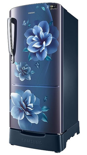 Picture of Samsung 183L 3 Star Inverter Direct-Cool Single Door Refrigerator (RR20C1823CU/HL,Camellia Blue) Base Stand Drawer 2023 Model