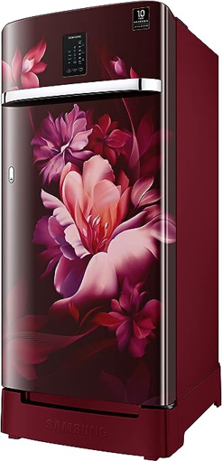 Picture of Samsung 184L 3 Star Digi-Touch Cool Digital Inverter Direct-Cool Single Door Refrigerator Curd Maestro (RR21C2K23RZ/HL,Midnight Blossom Red) Base Stand Drawer