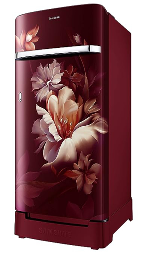 Picture of Samsung 189L 5 Star Inverter Direct-Cool Single Door Refrigerator (RR21C2H25RZ/HL,Midnight Blossom Red) Base Stand Drawer 2023 Model