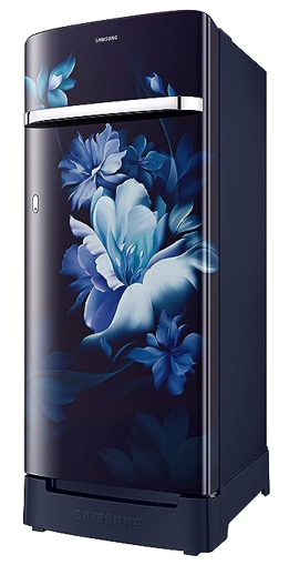 Picture of Samsung 215L 5 Star Inverter Direct-Cool Single Door Refrigerator (RR23C2H35UZ/HL,Midnight Blossom Blue) Base Stand Drawer 2023 Model