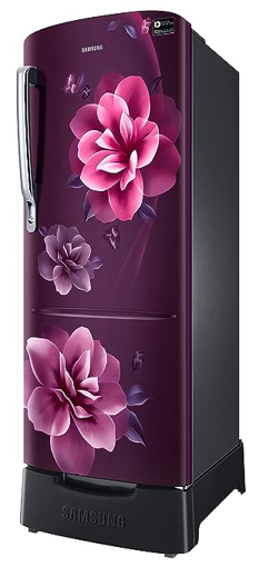 Picture of Samsung 223L 3 Star Inverter Direct-Cool Single Door Refrigerator (RR24C2823CR/NL,Camellia Purple) Base Stand Drawer 2023 Model