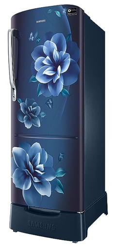 Picture of Samsung 223L 3 Star Inverter Direct-Cool Single Door Refrigerator (RR24C2823CU/NL,Camellia Blue) Base Stand Drawer 2023 Model