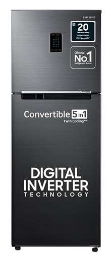 Picture of Samsung 301L 3 Star Convertible 5 In 1 Digital Inverter Frost-Free Double Door Refrigerator (RT34C4523BX/HL,Luxe Black 2023)