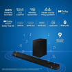 Picture of Samsung Q-Symphony Soundbar (HW-Q600B/XL), USB, Bluetooth with 3.1.2 Channel, Wireless Subwoofer, and 2 Up-Firing Speakers, Dolby Atmos Music (Black)