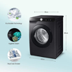 Picture of Samsung 12 kg, 5 star, Eco Bubble Technology, AI Control , Wi-Fi, Digital Inverter Motor, Fully-Automatic Front Load Washing Machine (WW12T504DAB/TL, Hygiene Steam, Black Caviar)