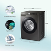 Picture of Samsung 9 kg, 5 Star, Eco Bubble Technology, AI Control , Wi-Fi, Digital Inverter Motor, Fully-Automatic Front Load Washing Machine (WW90T504DAN1TL, Hygiene Steam, Inox)