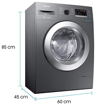 Picture of Samsung 6.5 Kg Inverter 5 star Fully-Automatic Front Loading Washing Machine (WW66R22EK0X/TL, Inox Grey, Hygiene steam)