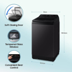 Picture of Samsung 9 kg, 5 star, Eco Bubble Technology with Super Speed, Wi-Fi, Digital Inverter Motor, Dual Storm, Fully-Automatic Top Load Washing Machine (WA90BG4686BVTL, Hygiene Steam, Black Caviar)