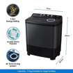 Picture of Samsung 7.5 Kg 5 Star Semi Automatic Top Loading Washing Machine (WT75B3200GD/TL,DARK GRAY)