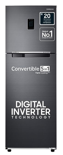 Picture of Samsung 322L 3 Star Convertible 5 In 1 Digital Inverter Frost-Free Double Door Refrigerator (RT37C4523B1/HL,Black Doi 2023)