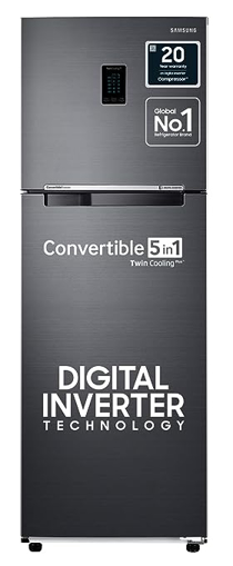 Picture of Samsung 322L 3 Star Convertible 5 In 1 Digital Inverter Frost-Free Double Door Refrigerator (RT37C4523BX/HL,Luxe Black 2023)