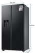 Picture of Samsung 633L Convertible 5 In 1 Digital Inverter Side by Side Refrigerator, (RS78CG8543B1HL, Black DOI)