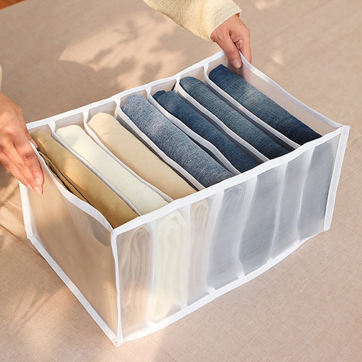 Picture of [HJ028] 7 Compartment Transparent Clothes Storage Organiser