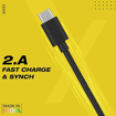 Picture of FLiX (Beetel) USB to Type C Textured Pattern Data Sync & 2A Fast Charging Cable, Made in India, 480Mbps Data Sync, Tough Cable, 1 Meter Long USB Cable for USB Type C Devices (Black)(XCD-C102)
